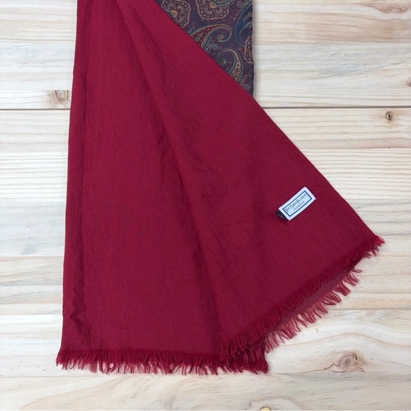 Vintage 80s-90s Yves Saint Laurent Neckwear Paisley Print Silk and Wool Scarf - Picture 7 of 9